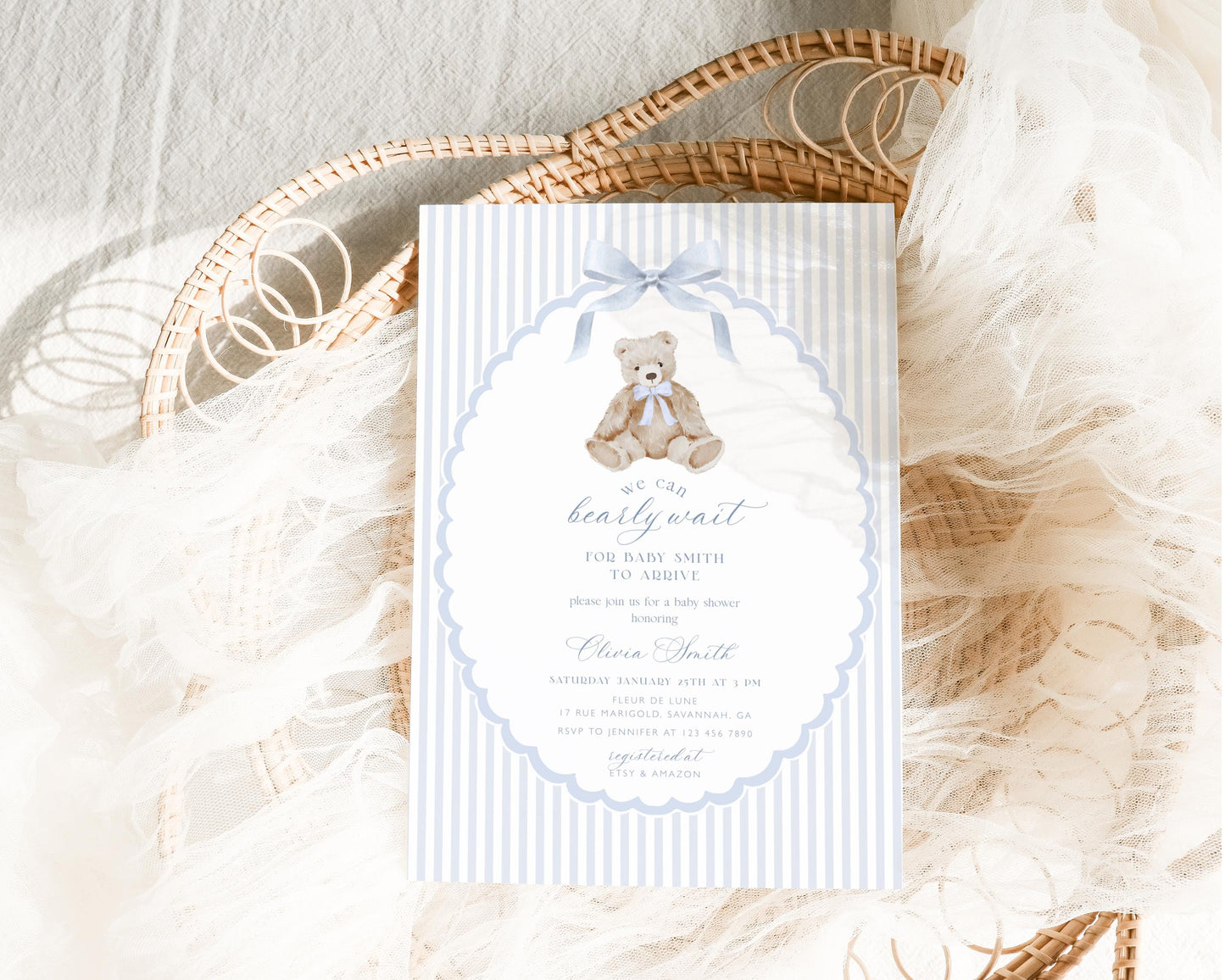 We Can Bearly Wait Baby Shower Invitation for baby shower guests and party details