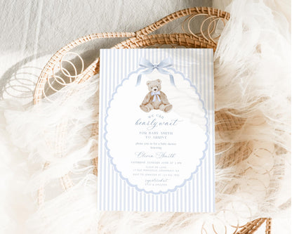 We Can Bearly Wait Baby Shower Invitation for baby shower guests and party details