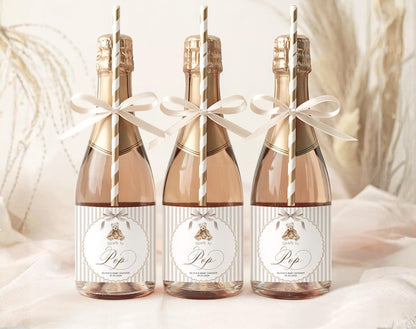 Baby Shower champagne label for bottle favors drink stations and party gifts