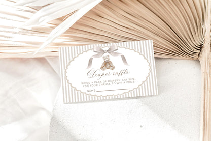 Baby Shower diaper raffle ticket for prize entries and diaper gifts