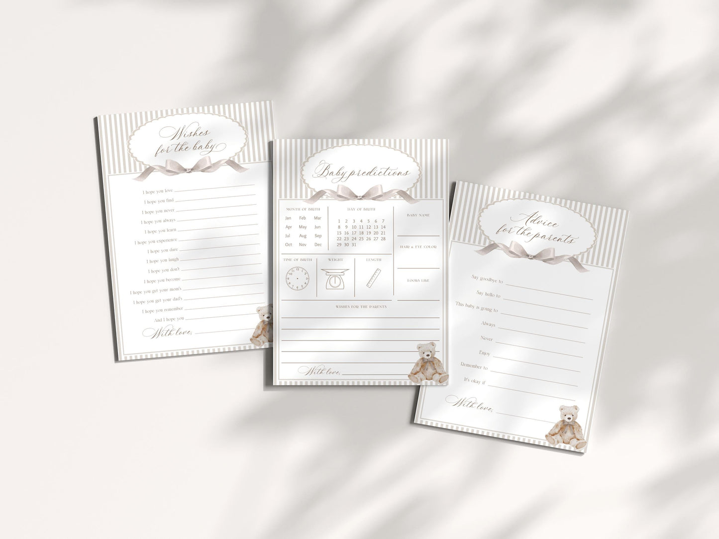 Baby Shower Wishes for Baby Cards - We Can Bearly Wait for baby shower party decor and supplies