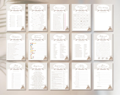 We Can Bearly Wait teddy bear baby shower game bundle with 38 activities
