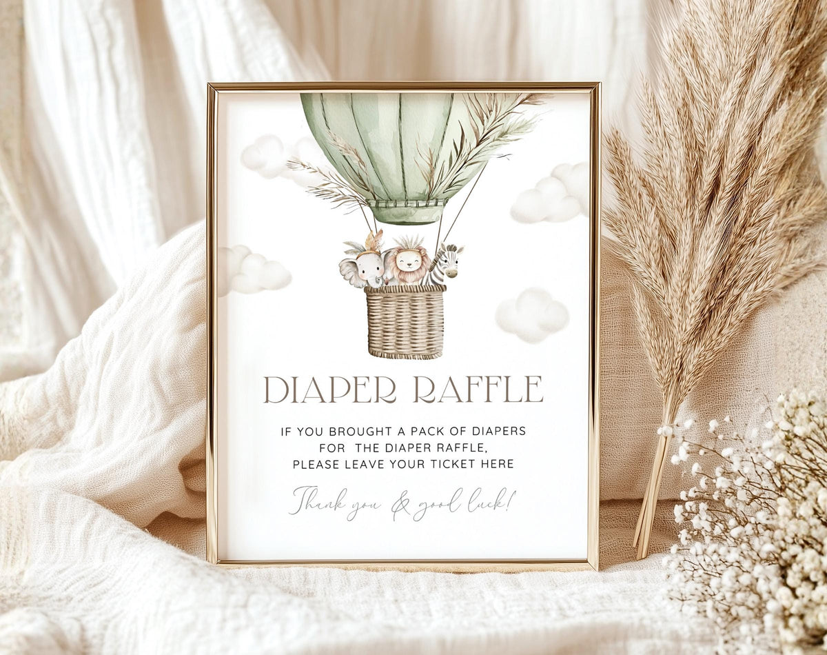 Editable Canva diaper raffle templates to print or send with invitations
