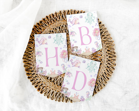 under the sea and pink printable sign template for a personalized birthday