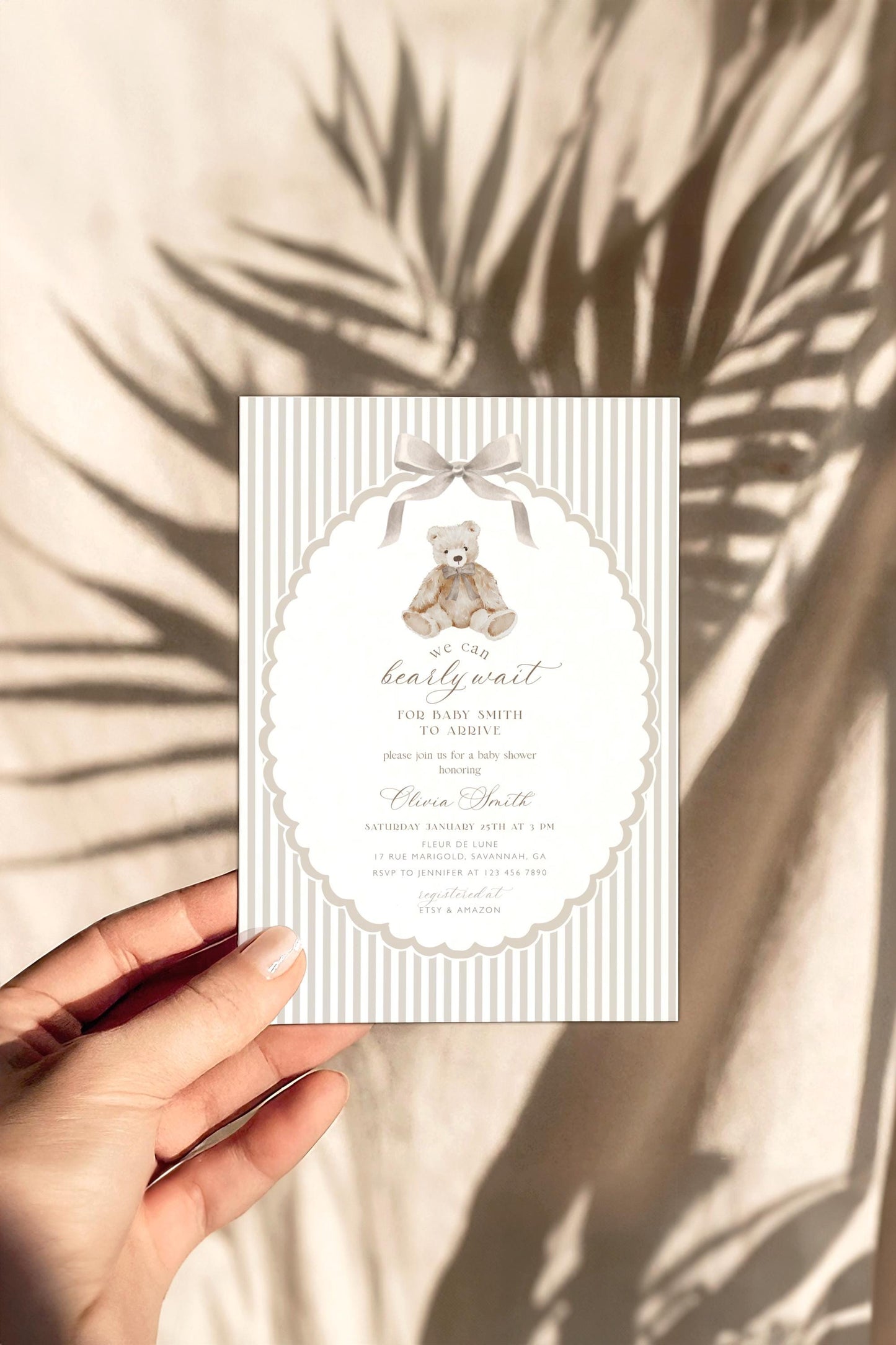 teddy bear, neutral and oh boy baby shower invite for a personalized celebration