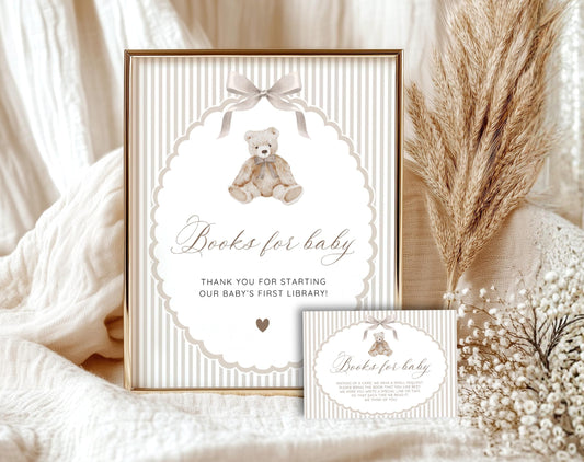 Baby Shower books for baby set with books for baby card and gift table sign