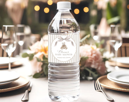 We Can Bearly Wait Baby Shower Water Bottle Label for baby shower party decor and supplies