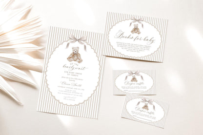 We Can Bearly Wait Baby Shower Party Bundle, editable Canva template