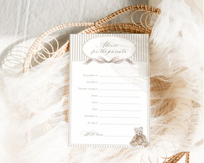 Wishes for Baby Cards - We Can Bearly Wait Baby Shower, printable party game