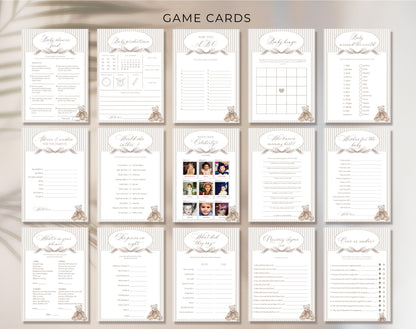 We Can Bearly Wait teddy bear baby shower game bundle with 38 activities