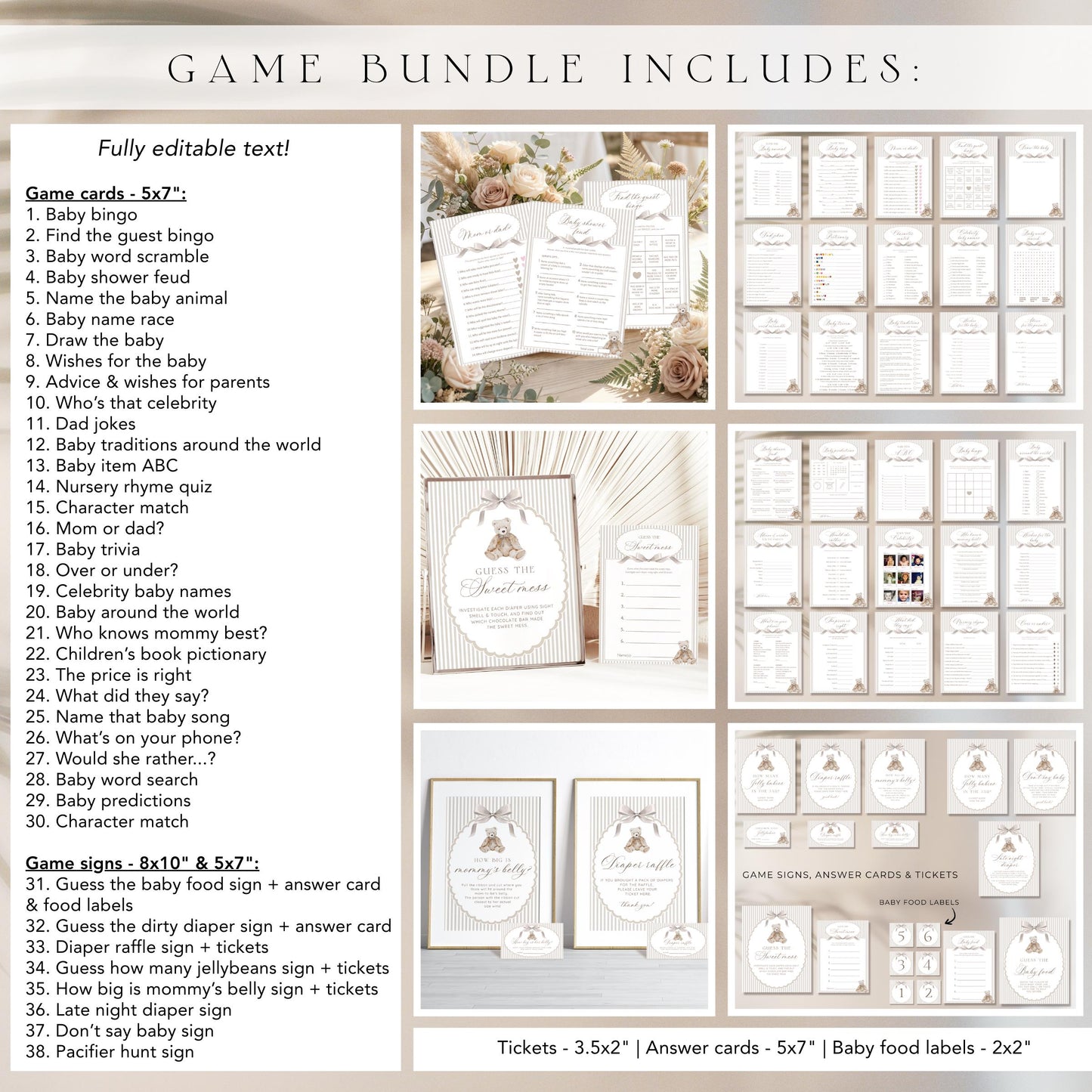 We Can Bearly Wait Baby Shower Party Bundle, editable Canva template