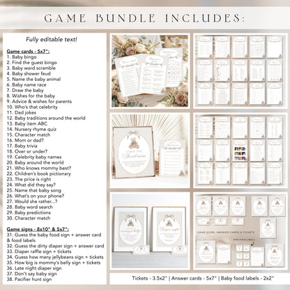 We Can Bearly Wait Baby Shower Party Bundle, editable Canva template