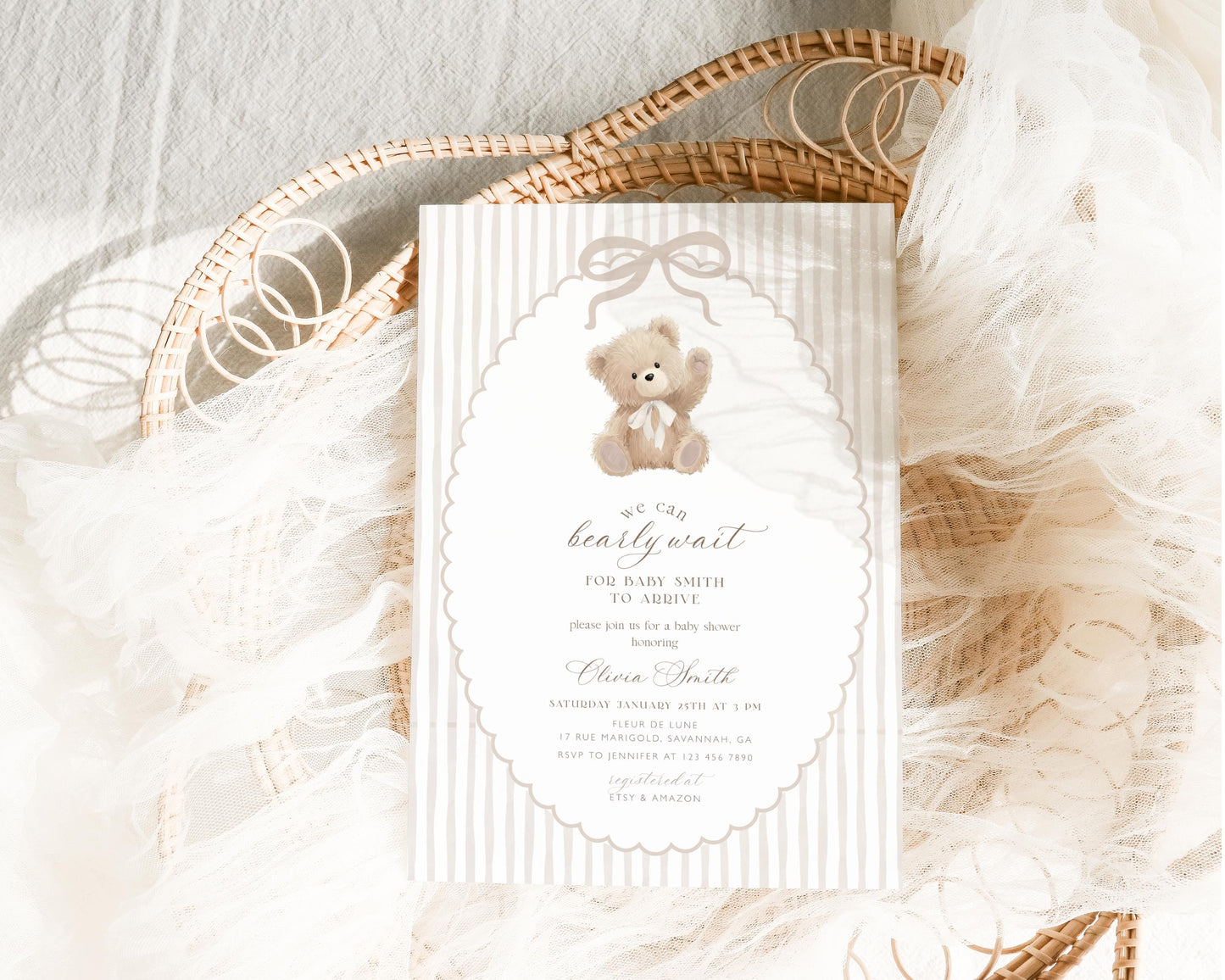 Editable Canva baby shower invite to print or send digitally