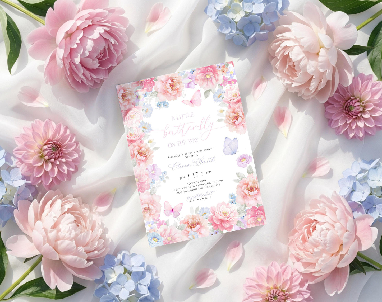 Butterfly Baby Shower Invitation for baby shower guests and party details