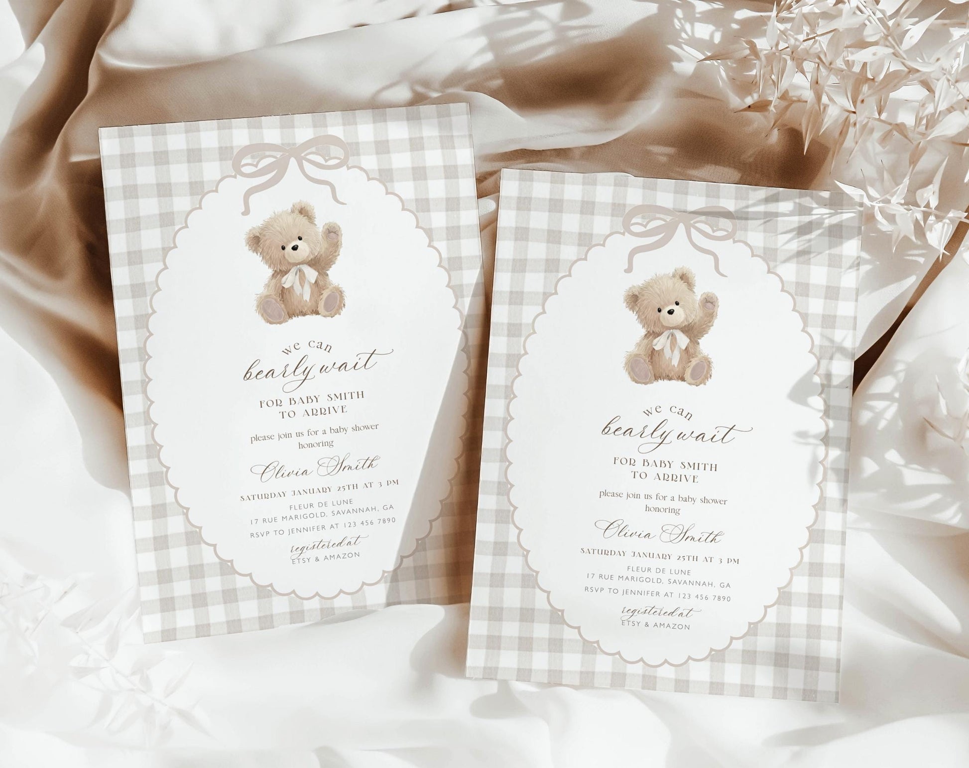 Invitation - We Can Bearly Wait Baby Shower, editable Canva template