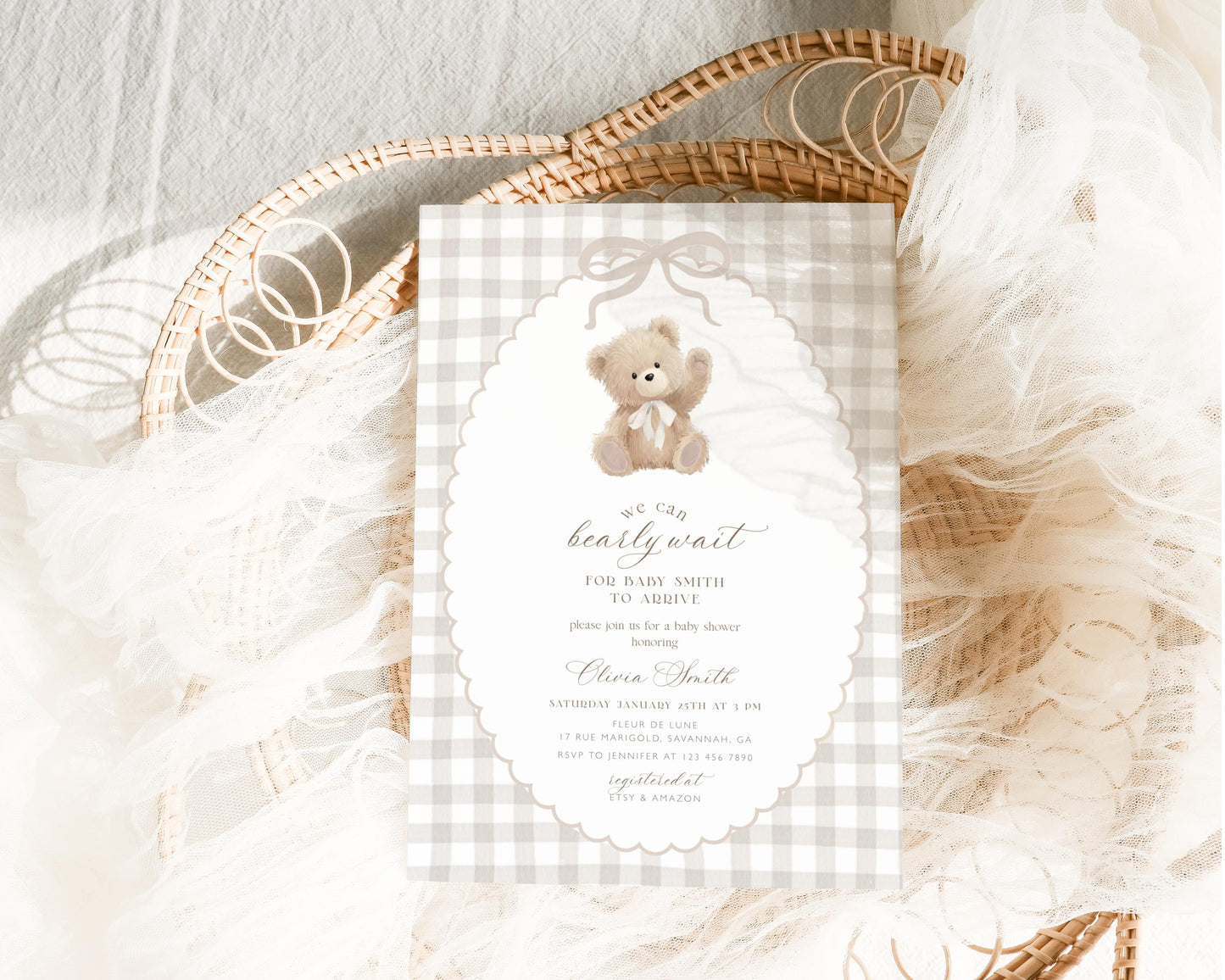 Editable Canva baby shower invite to print or send digitally
