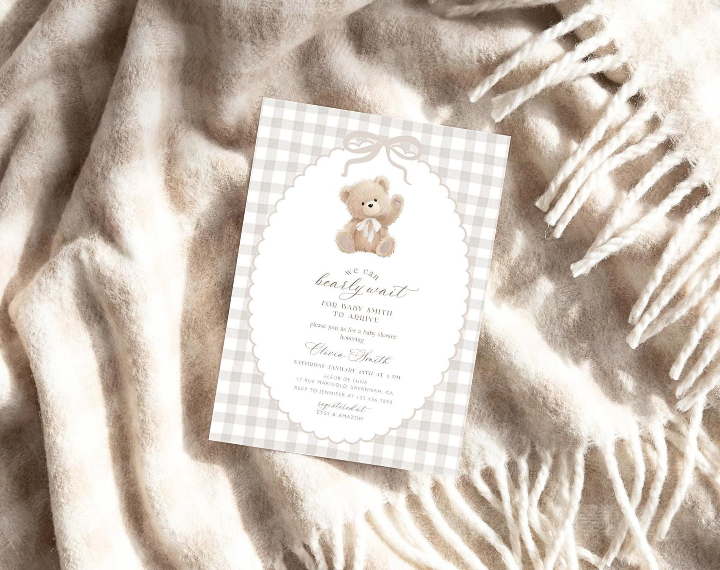 We Can Bearly Wait Baby Shower Invitation for baby shower guests and party details