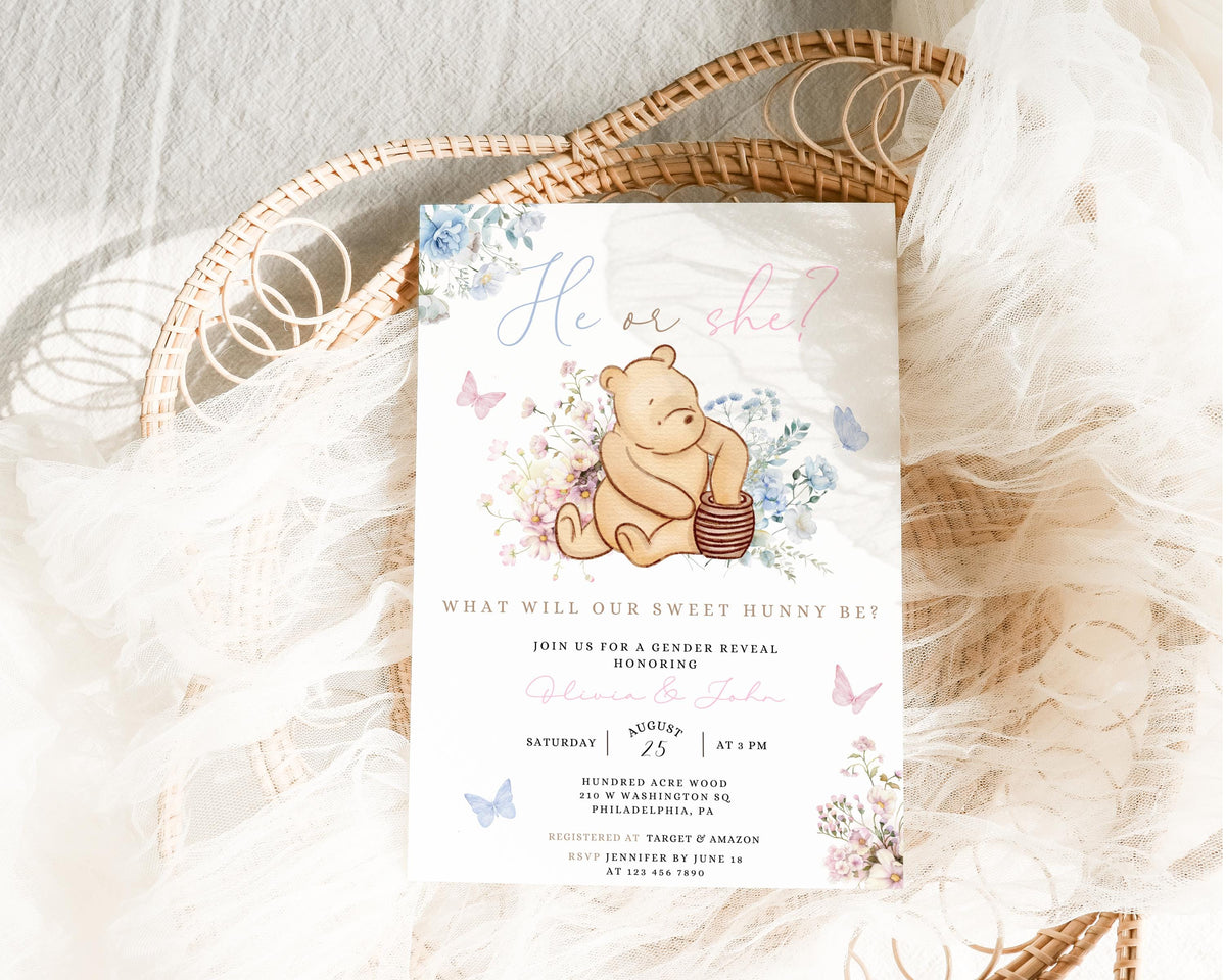 Editable Canva gender reveal invite to print or send digitally