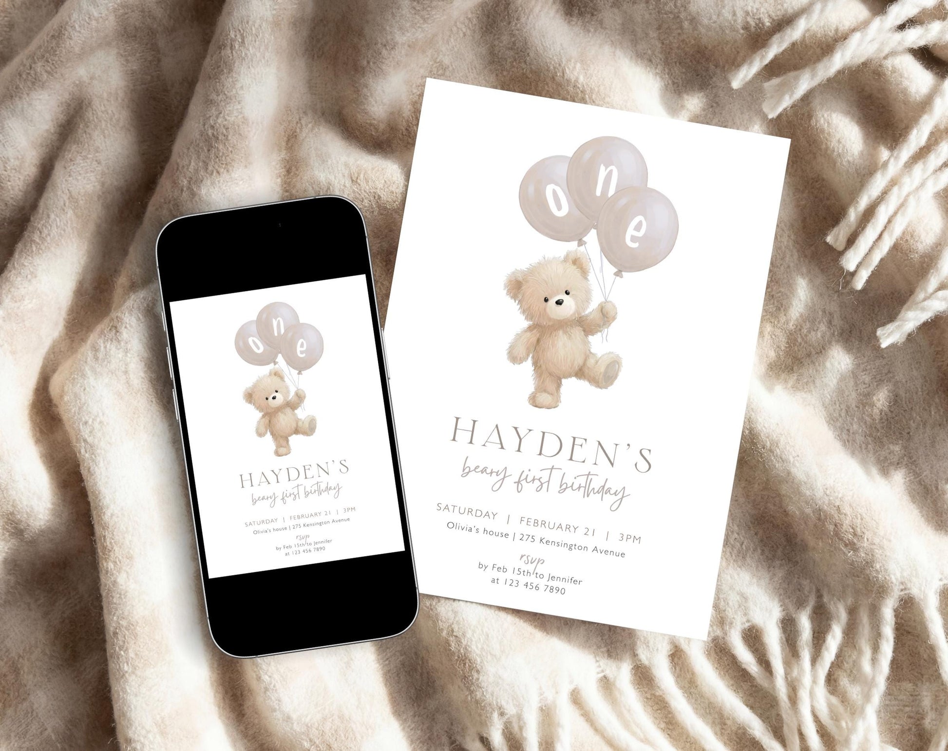 We Can Bearly Wait 1st Birthday Neutral Invitation for 1st birthday neutral guests and party details