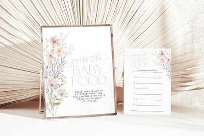 Pink Wildflower Baby Shower Game Bundle, editable Canva template