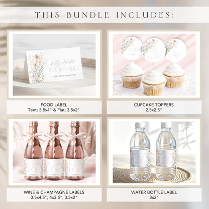 Pink Baby in Bloom Baby Shower Party Bundle, editable Canva template
