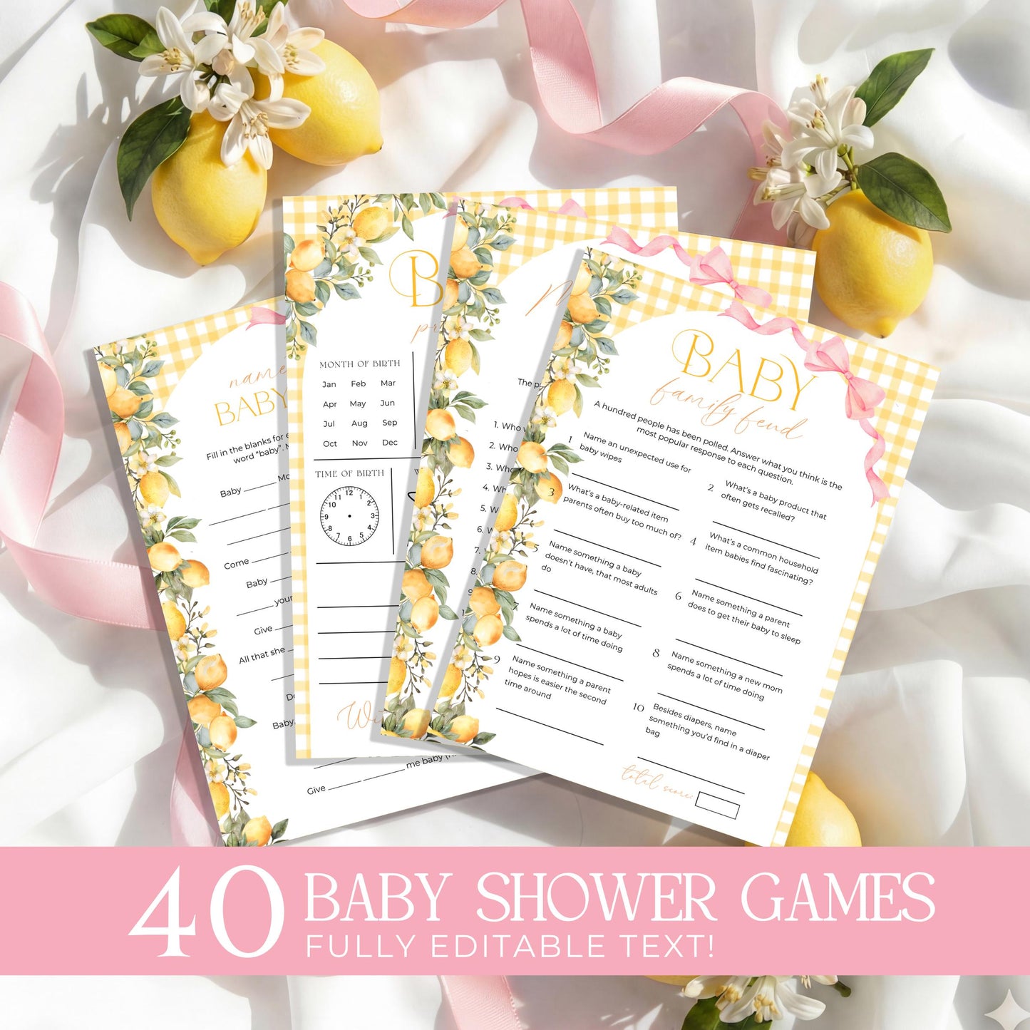 Baby Shower games bundle with printable game cards signs tickets and activities