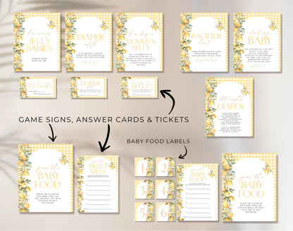 Main Squeeze Baby Shower Game Bundle, editable Canva template