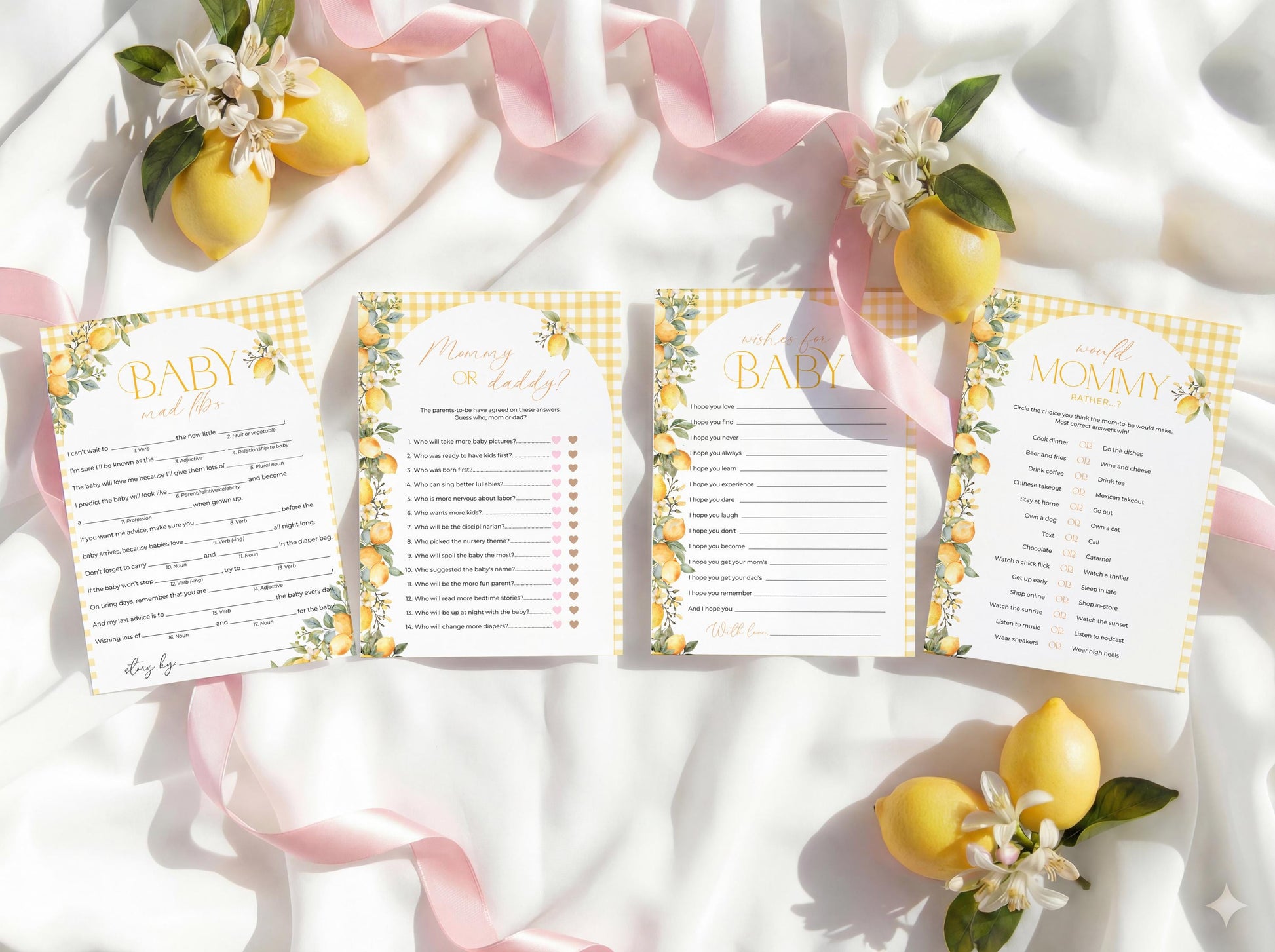 Editable Canva baby shower game bundle for instant download and printing