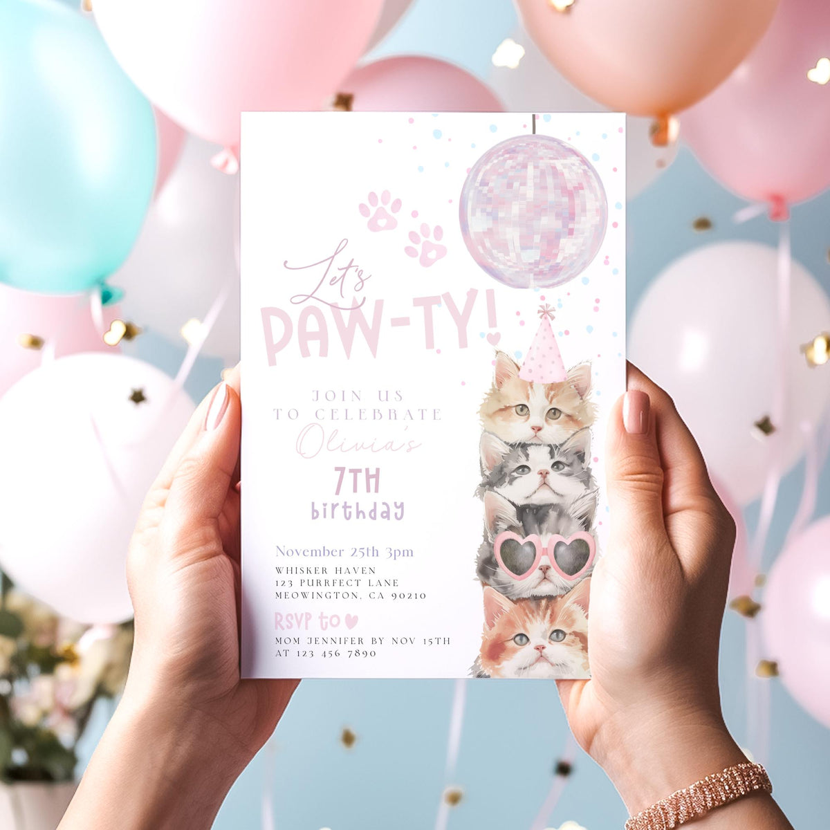Editable Canva birthday invite to print or send digitally