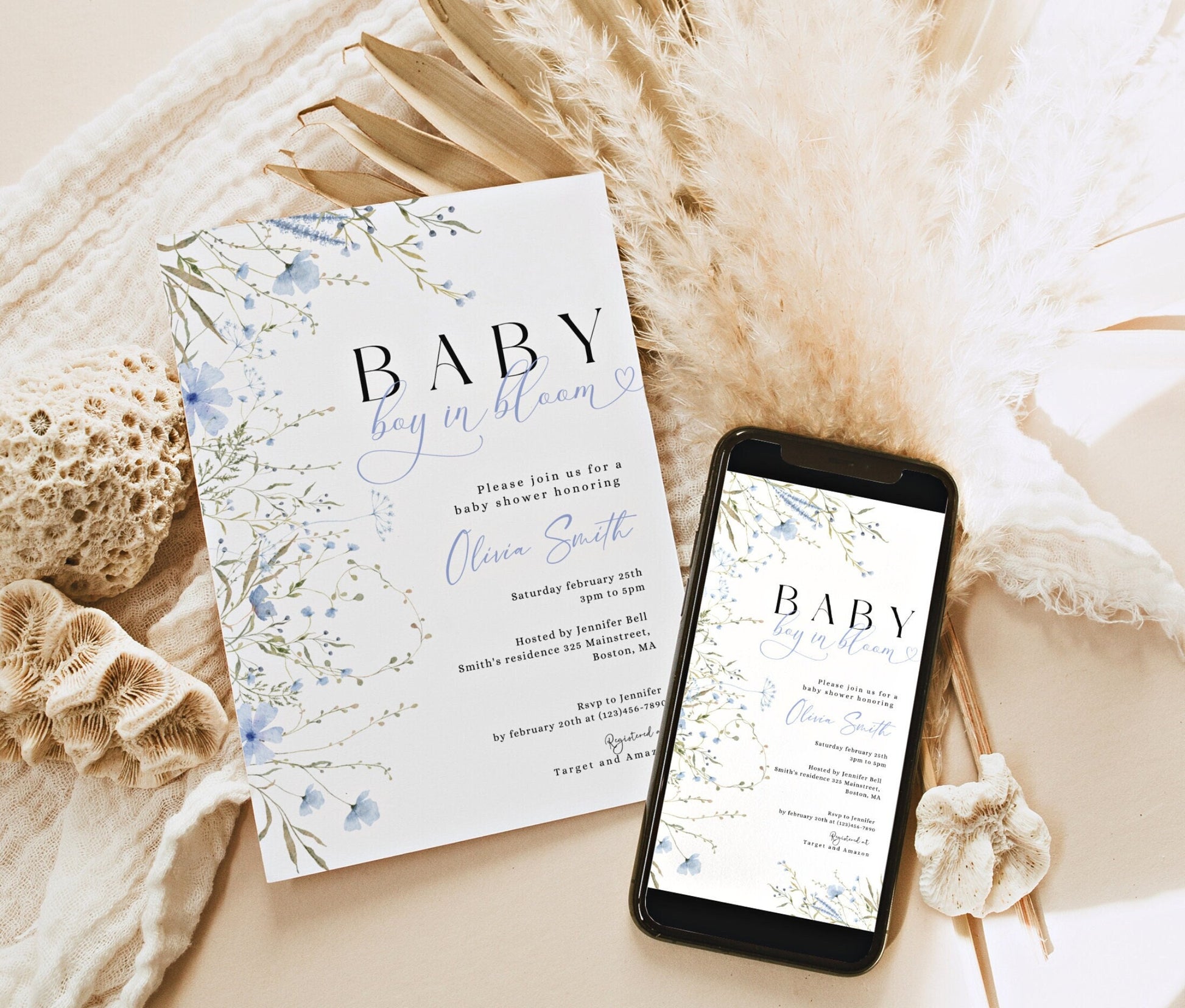 Baby in Bloom baby shower invitation for a floral girl shower