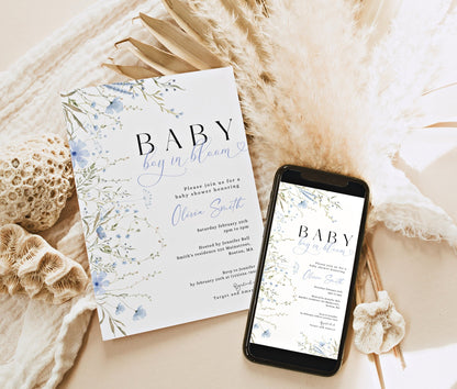 Baby in Bloom baby shower invitation for a floral girl shower