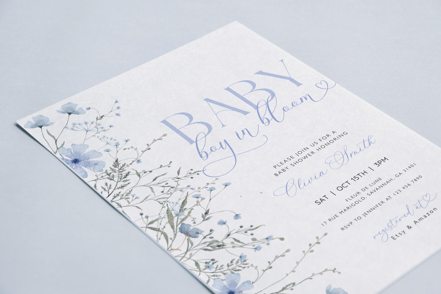 Editable Canva Baby in Bloom invitation to print or send digitally