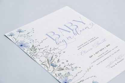 Editable Canva Baby in Bloom invitation to print or send digitally