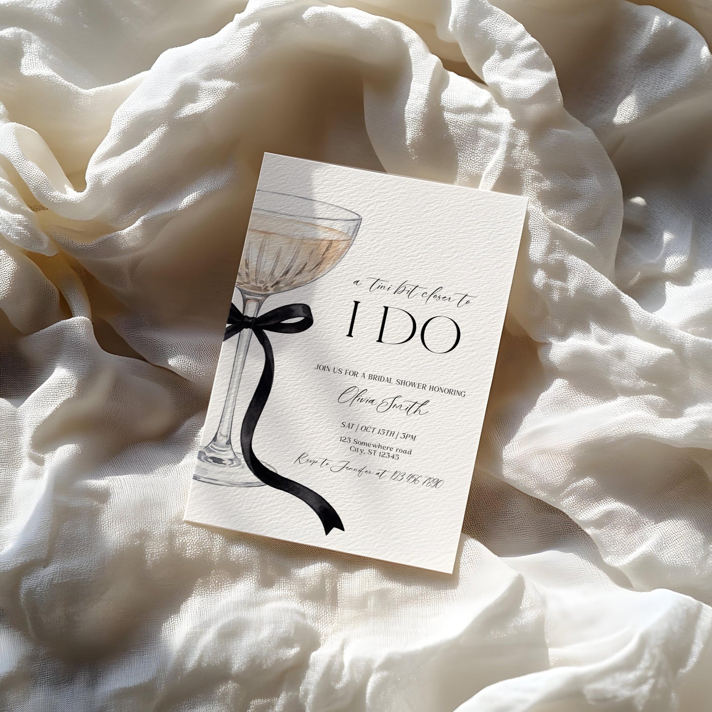 Martini Bridal Shower Invitation for bridal shower guests and party details