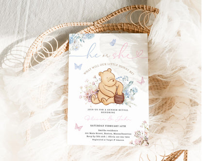 Editable Canva gender reveal invite to print or send digitally