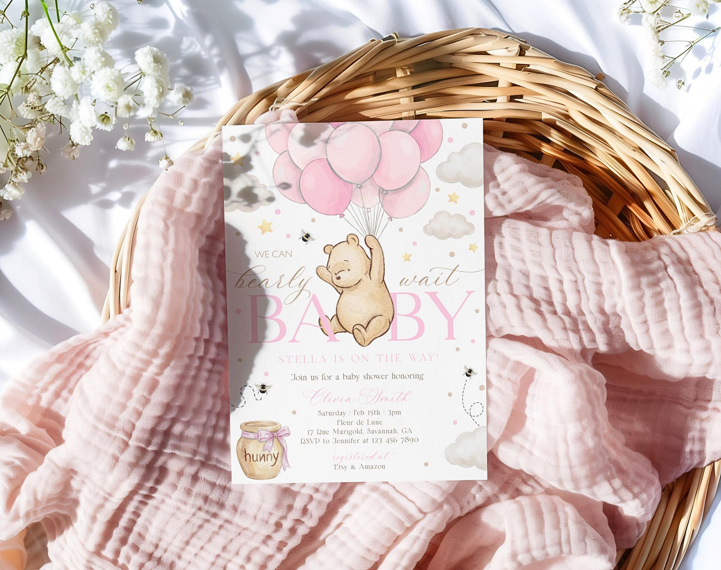 We Can Bearly Wait Baby Shower Invitation for baby shower guests and party details