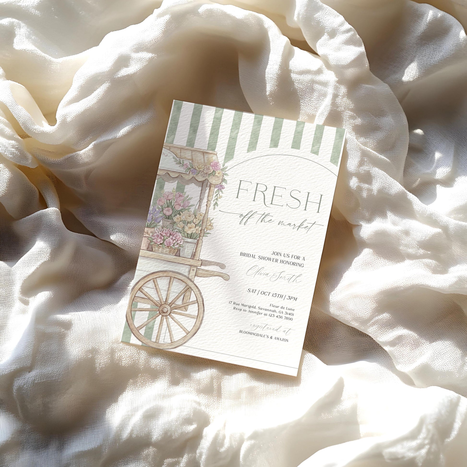 Farmers Market Bridal Shower Invitation for bridal shower guests and party details