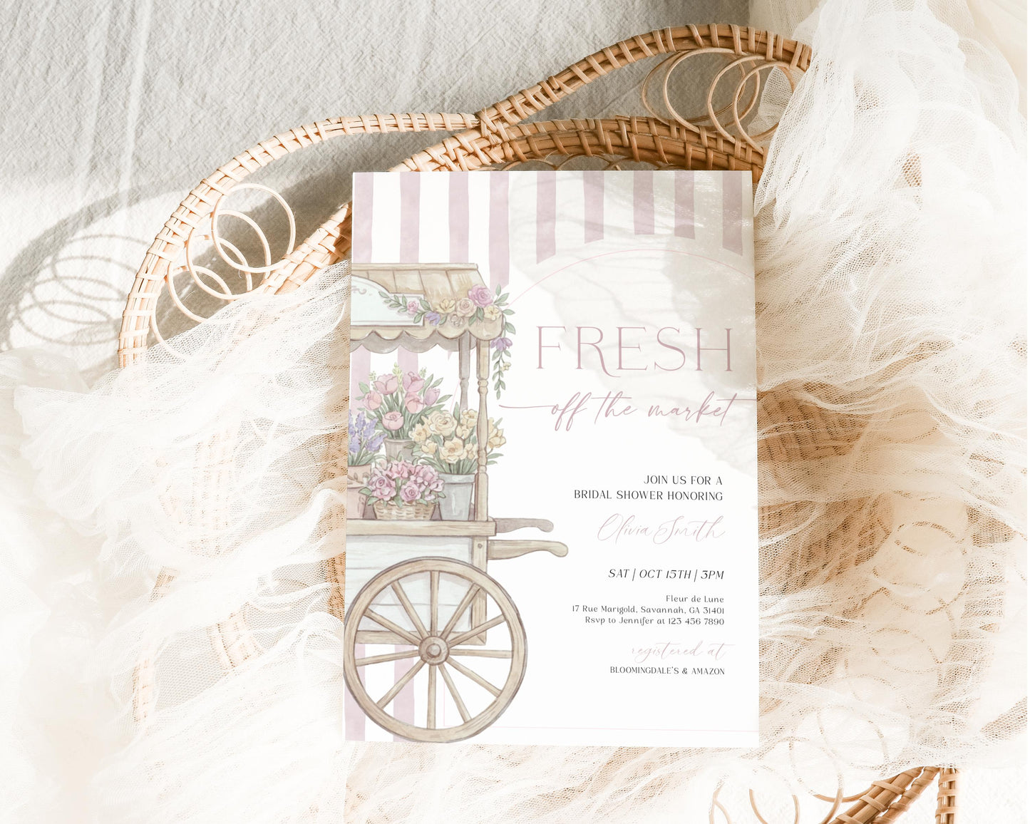 Invitation - Farmers Market Bridal Shower, editable Canva template