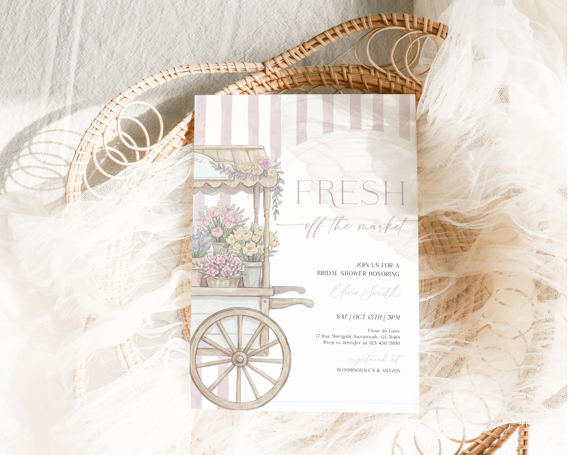 Invitation - Farmers Market Bridal Shower, editable Canva template