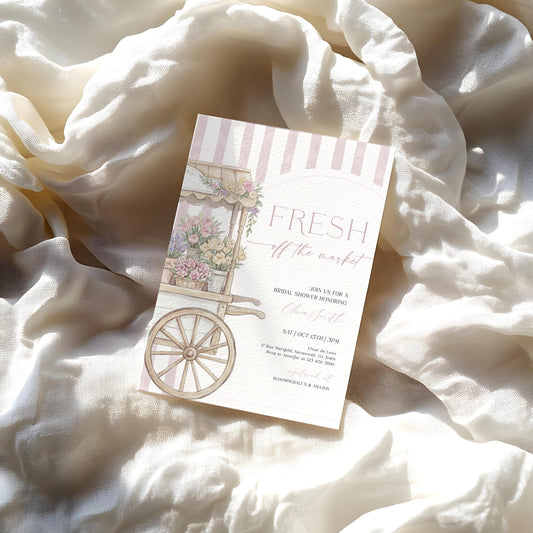 Farmers Market Bridal Shower Invitation for bridal shower guests and party details