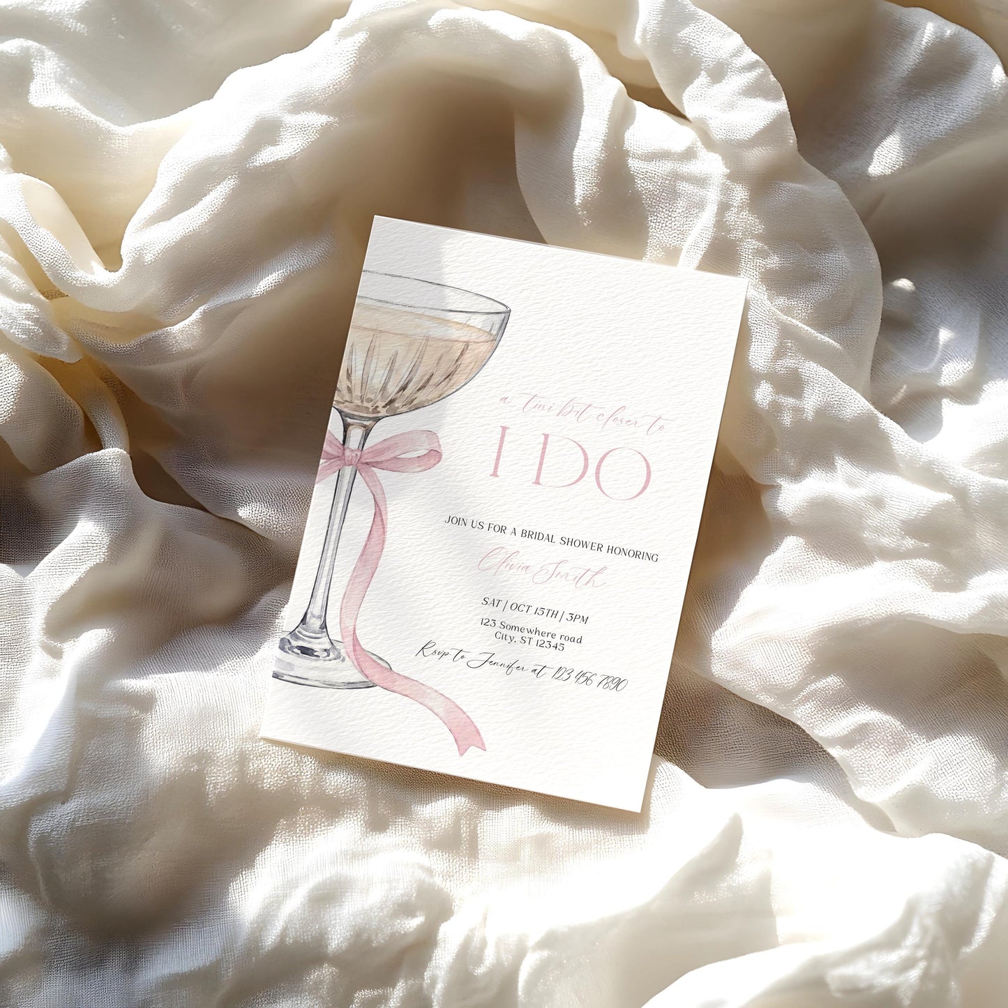 Martini Bridal Shower Invitation for bridal shower guests and party details