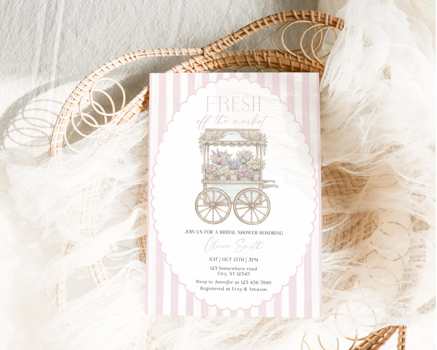 Farmers Market Bridal Shower Invitation for bridal shower guests and party details