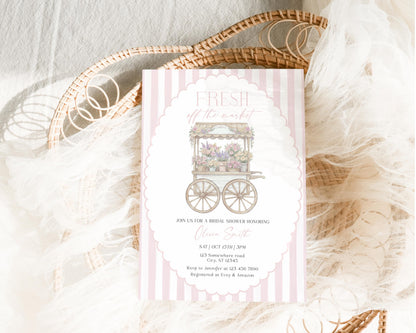 Farmers Market Bridal Shower Invitation for bridal shower guests and party details