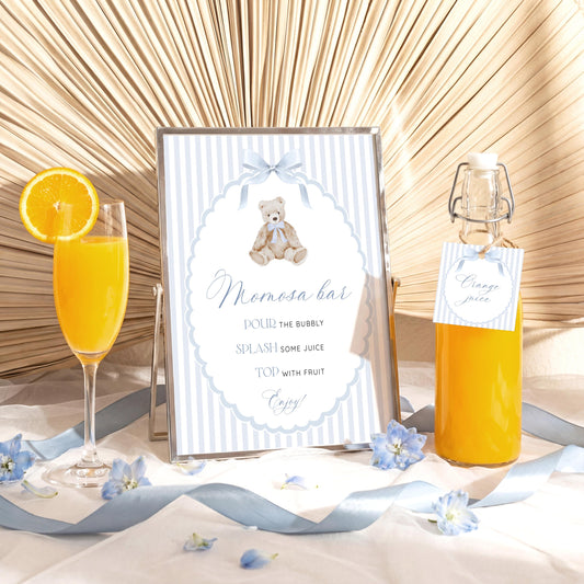 We Can Bearly Wait Baby Shower Mimosa Bar Sign for baby shower party decor and supplies