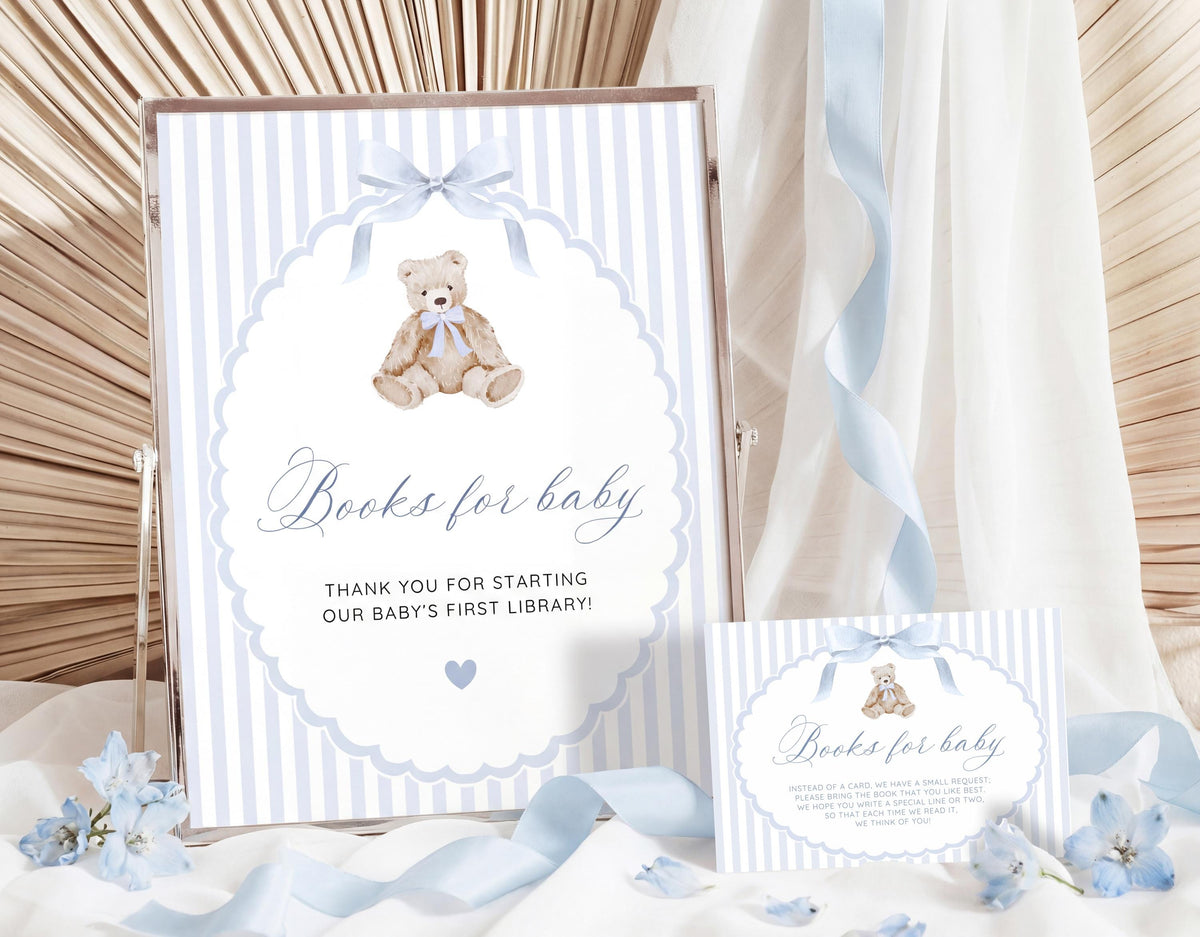 Baby Shower books for baby set with books for baby card and gift table sign
