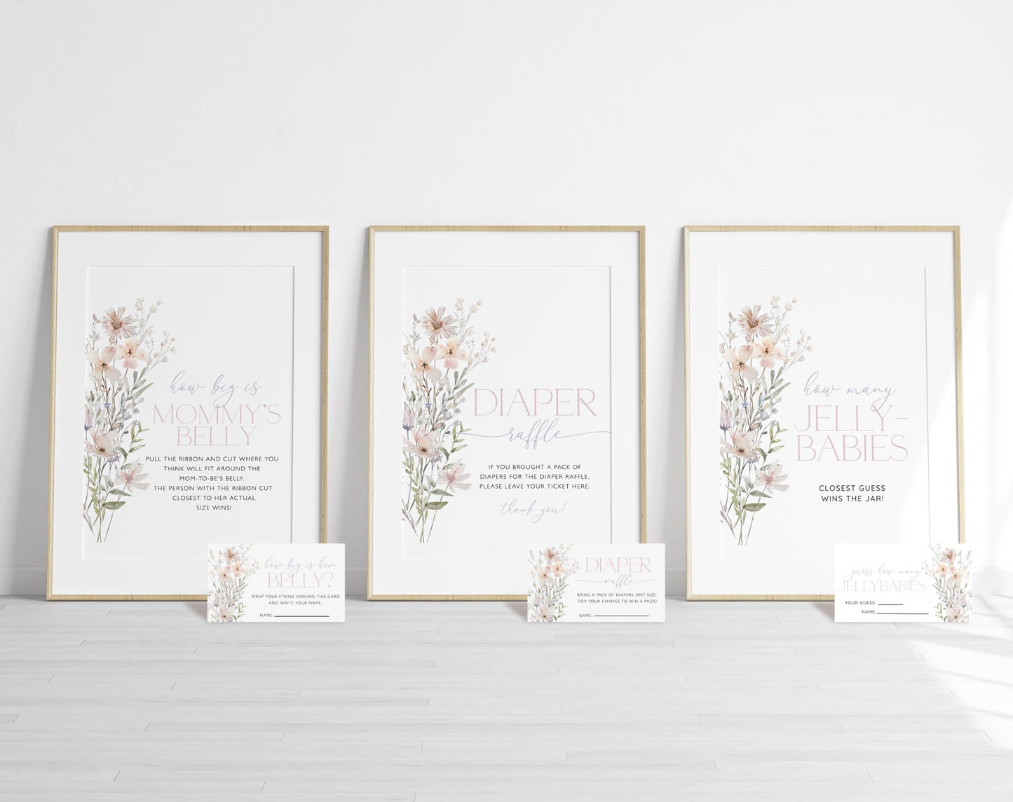 Pink Wildflower Baby Shower Game Bundle, editable Canva template