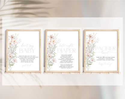 Pink Wildflower Baby Shower Game Bundle, editable Canva template