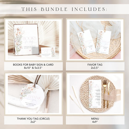 Editable Canva Baby in Bloom party templates for instant download and printing