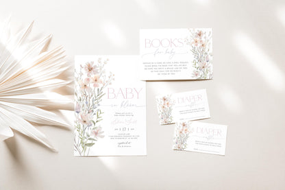 Pink Baby in Bloom Baby Shower Party Bundle, editable Canva template