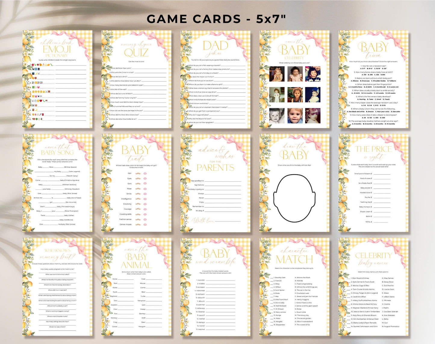 Pink Bow Main Squeeze Shower Game Bundle, editable Canva template